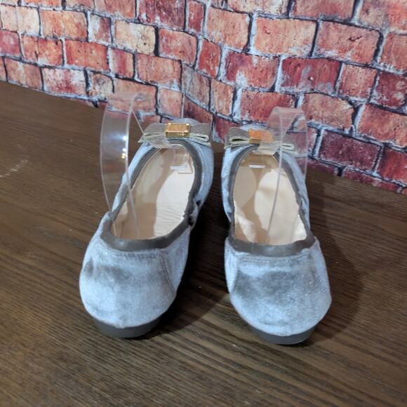 Cole Haan Tali Gray Velvet Glitter Bow Ballet Flats Size 8 - Picture 3 of 7